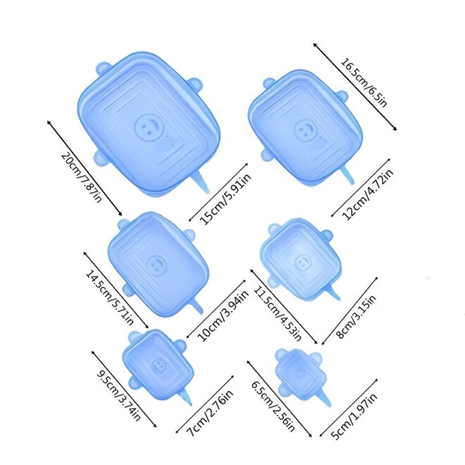 6pcs Rectangular Silicone Fresh-keeping Lid; Eco-friendly Reusable Food Covers For Bowls; Cups; Cans; Fit Different Sizes & Shapes Of Container; Dishwasher & Freezer Safe - Image 13
