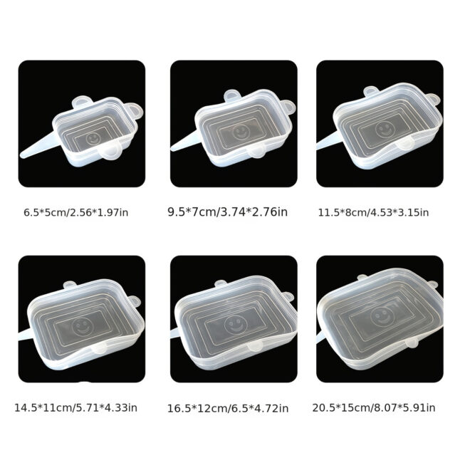 6pcs Rectangular Silicone Fresh-keeping Lid; Eco-friendly Reusable Food Covers For Bowls; Cups; Cans; Fit Different Sizes & Shapes Of Container; Dishwasher & Freezer Safe - Image 15