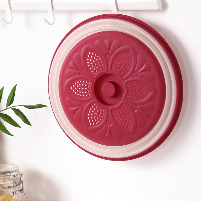 1pc Kitchen Foldable Microwave Food Cover; Fresh-Keeping Reusable Proof Clear Refrigerator Preservation Lid - Image 5