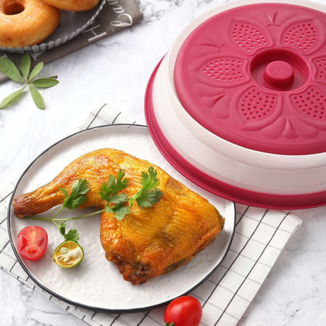 1pc Kitchen Foldable Microwave Food Cover; Fresh-Keeping Reusable Proof Clear Refrigerator Preservation Lid - Image 6