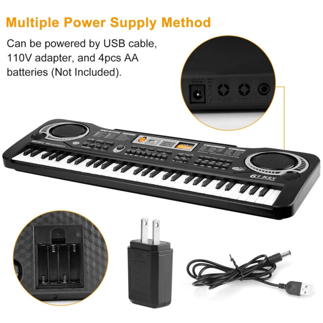 61 Keys Digital Music Electronic Keyboard Electric Piano Musical Instrument Kids Learning Keyboard - Image 3
