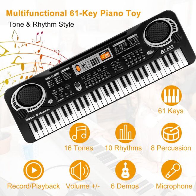 61 Keys Digital Music Electronic Keyboard Electric Piano Musical Instrument Kids Learning Keyboard - Image 4