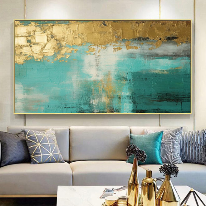 Handmade Oil Painting Large Original Gold Oil Painting on Canvas Abstract Gold Art Painting Bedroom Wall Decor Modern Textured Wall Art Decorative Painting - Image 18