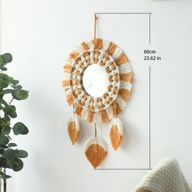 1pc, Bohemian Hand-Woven Dream Catcher with Mirror - Wall Art, Home Decor, Birthday Gift, Festival Decor - Image 5
