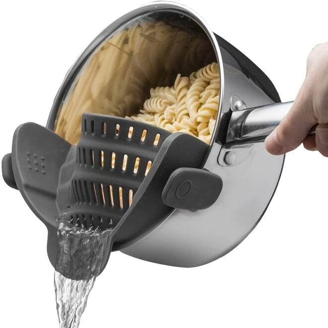 1pc Silicone Pot Strainer And Pasta Strainer, Adjustable Silicone Clip On Strainer For Pots, Pans, And Bowls, Kitchen Gadgets - Image 9