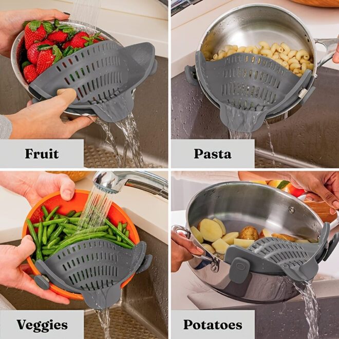 1pc Silicone Pot Strainer And Pasta Strainer, Adjustable Silicone Clip On Strainer For Pots, Pans, And Bowls, Kitchen Gadgets - Image 10