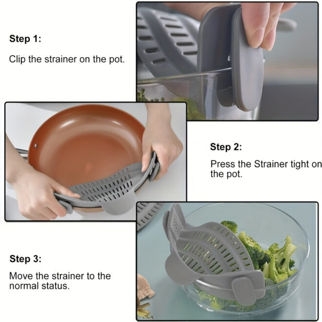 1pc Silicone Pot Strainer And Pasta Strainer, Adjustable Silicone Clip On Strainer For Pots, Pans, And Bowls, Kitchen Gadgets - Image 14