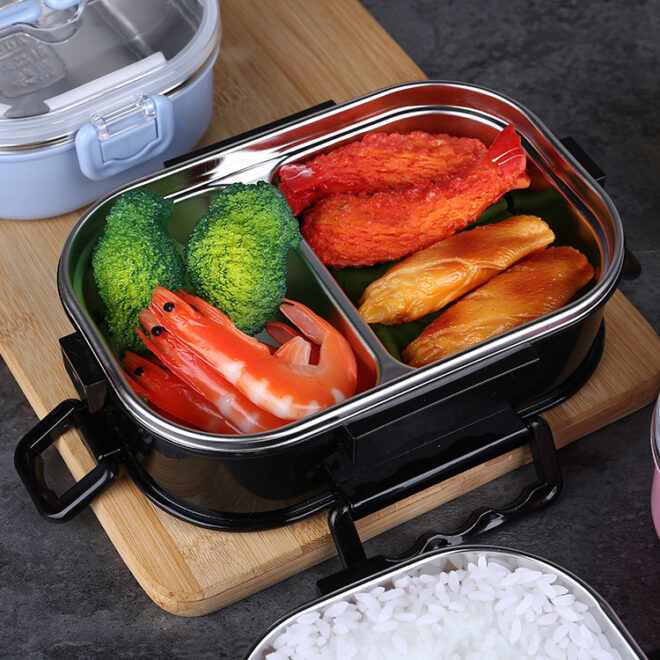 Bento Box Double Layer Lunch Box for Kids and Adults Leakproof Lunch Containers with Removable Stainless Steel Tray Microwave Safe - Image 3