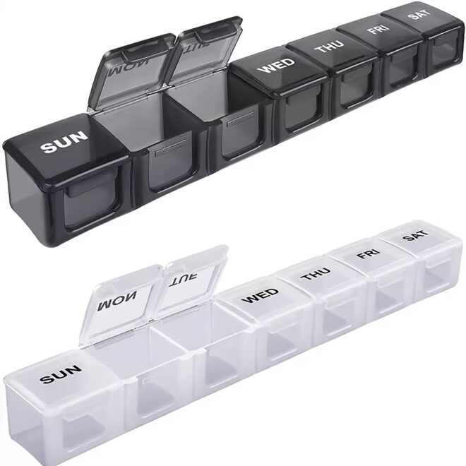 Pill Box; 7 Days Compartment Box; Smart Pill Dispenser; Plastic Weekly Pill Container; 7 Day Jumbo Pill Boxes - Image 9
