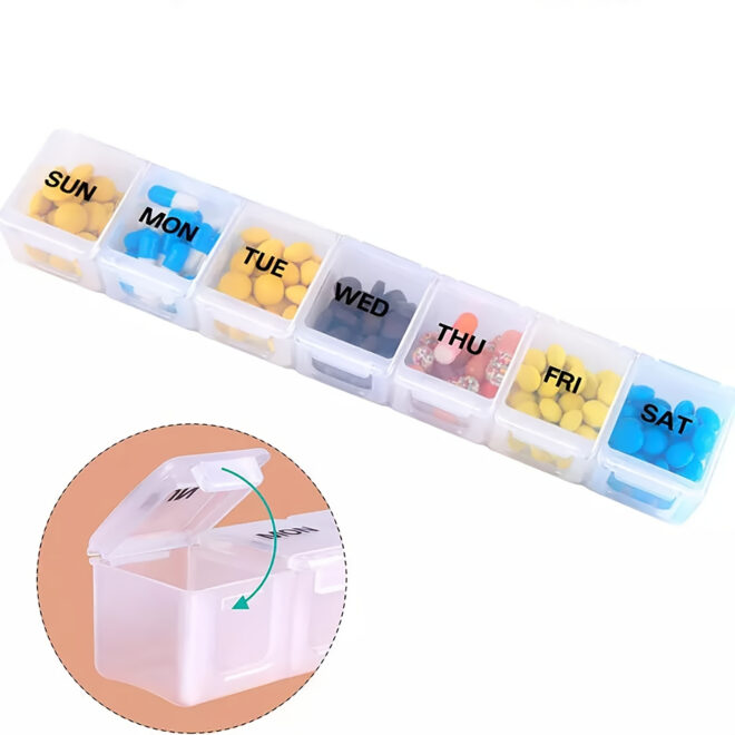 Pill Box; 7 Days Compartment Box; Smart Pill Dispenser; Plastic Weekly Pill Container; 7 Day Jumbo Pill Boxes - Image 12