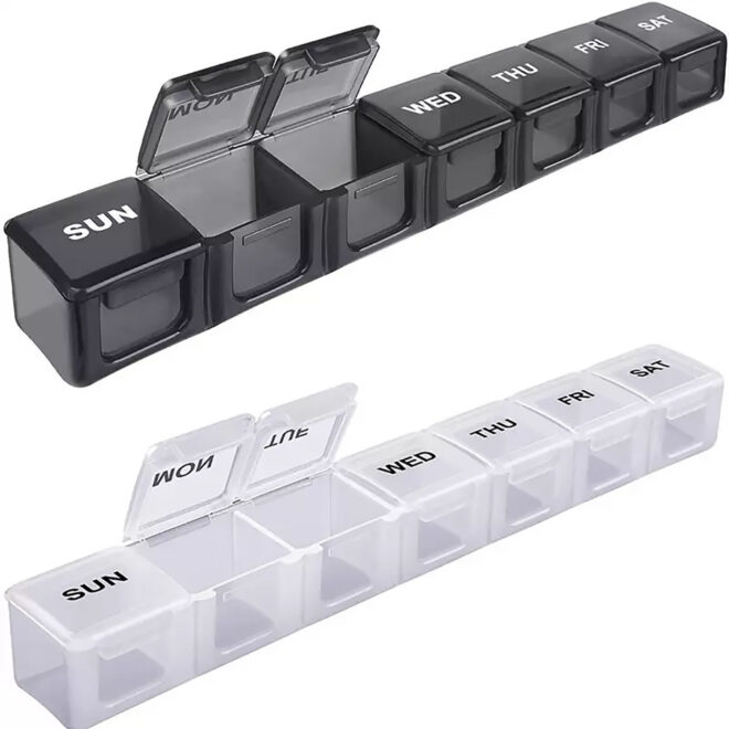 Pill Box; 7 Days Compartment Box; Smart Pill Dispenser; Plastic Weekly Pill Container; 7 Day Jumbo Pill Boxes - Image 7