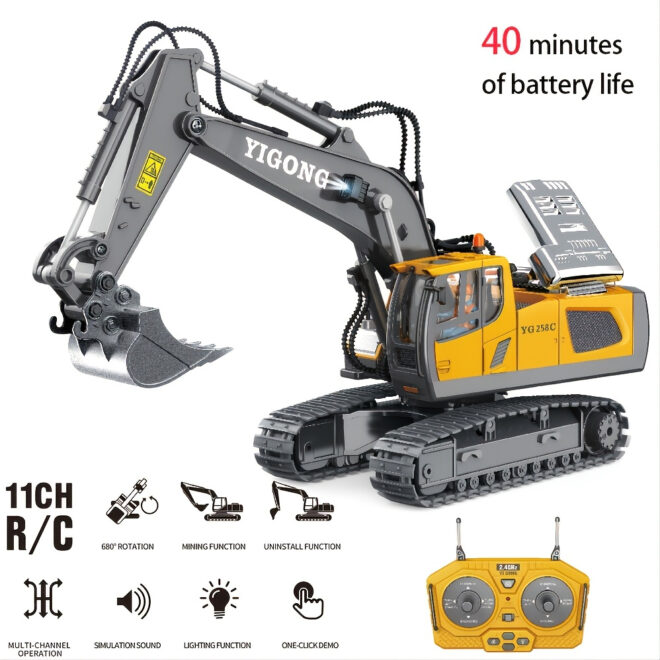 2.4G Remote Control; High Tech 11 Channels RC Excavator Dump Trucks Bulldozer Alloy Plastic Engineering Vehicle Electronic Toys For Boy Gifts - Image 12