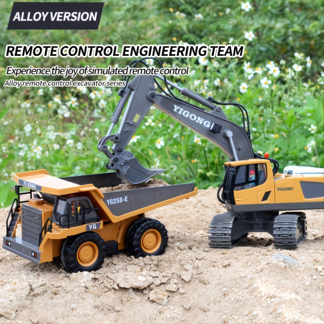 2.4G Remote Control; High Tech 11 Channels RC Excavator Dump Trucks Bulldozer Alloy Plastic Engineering Vehicle Electronic Toys For Boy Gifts - Image 10