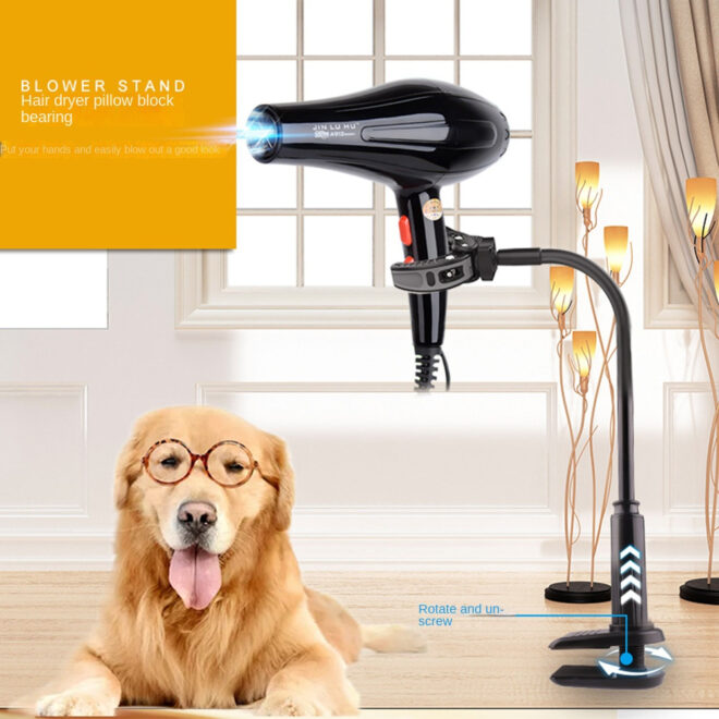 Hair Dryer Holder Hands 360 Degrees Rotatable Hands-Free Hair Dryer Stand Aluminum Alloy Gooseneck Pet Dog Cat Grooming Table Hair Dryer Clip Holder with Clamp Mount - Image 3