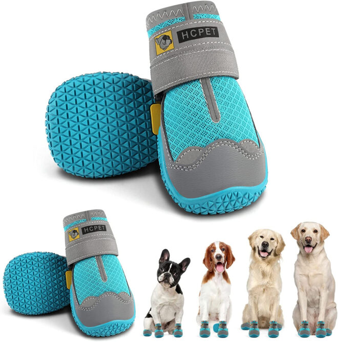 Dog Boots Breathable Dog Shoes for Small Medium Large Dogs; Waterproof Anti-Slip Puppy Booties Paw Protector for Hot Pavement Winter Snow Hiking with Reflective Straps 4PCS - Image 9