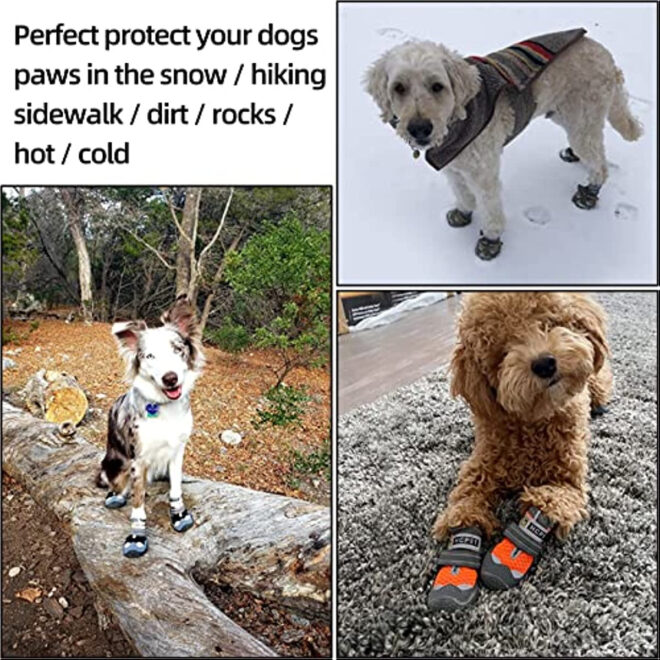 Dog Boots Breathable Dog Shoes for Small Medium Large Dogs; Waterproof Anti-Slip Puppy Booties Paw Protector for Hot Pavement Winter Snow Hiking with Reflective Straps 4PCS - Image 208