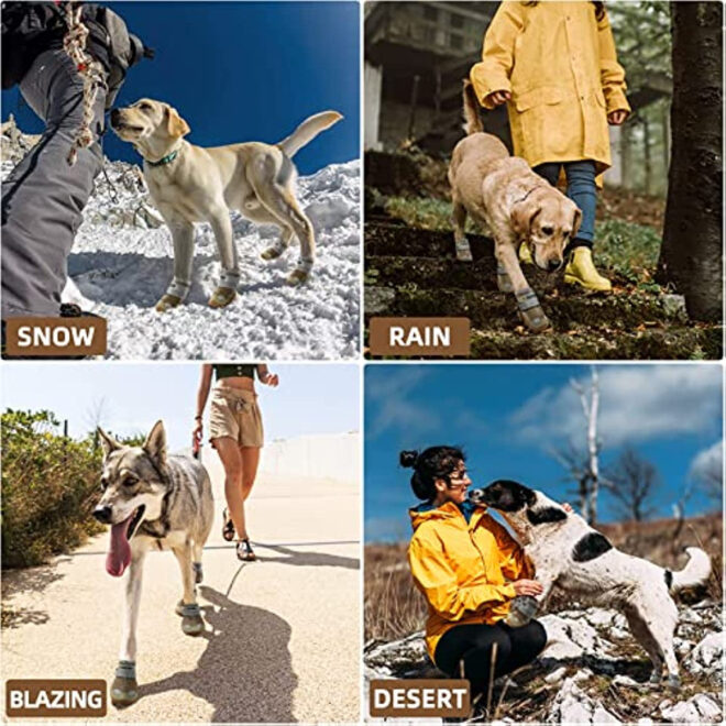 Dog Boots Breathable Dog Shoes for Small Medium Large Dogs; Waterproof Anti-Slip Puppy Booties Paw Protector for Hot Pavement Winter Snow Hiking with Reflective Straps 4PCS - Image 209
