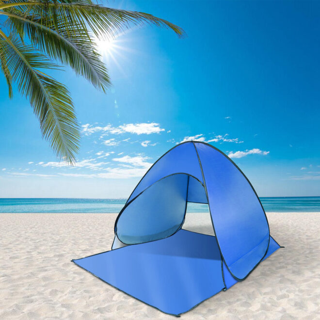 Pop Up Beach Tent Sun Shade Shelter Anti-UV Automatic Waterproof Tent Canopy for 2/3 Man w/ Net Window Storage Bag - Image 55