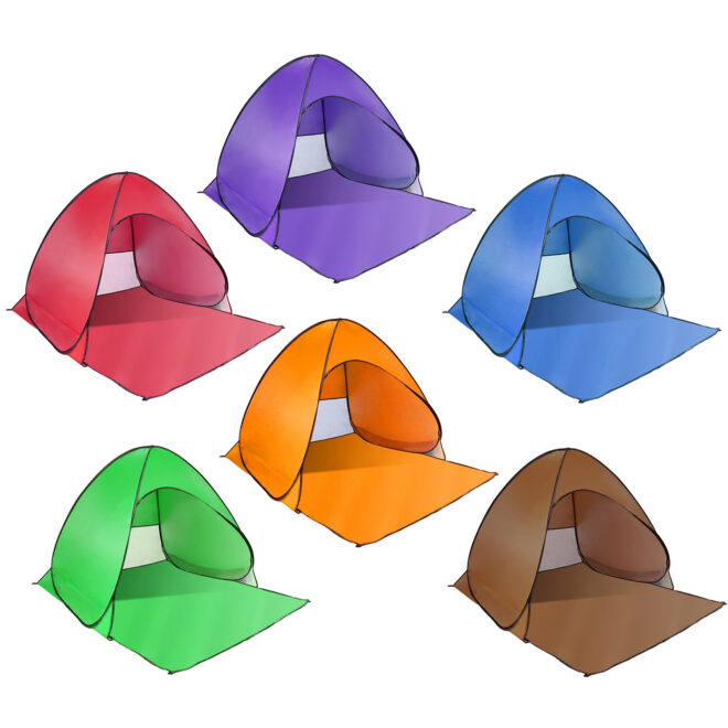 Pop Up Beach Tent Sun Shade Shelter Anti-UV Automatic Waterproof Tent Canopy for 2/3 Man w/ Net Window Storage Bag - Image 53