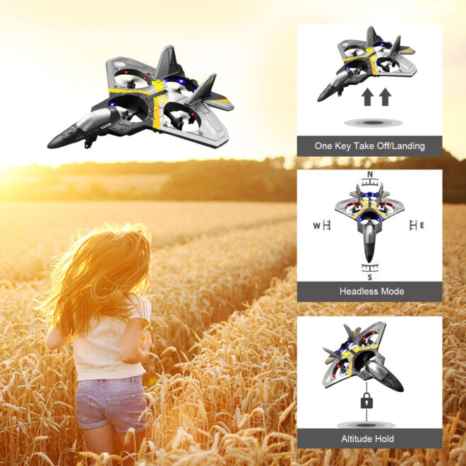 4DRC V17 Remote Control Plane RC Airplanes 2.4GHz 6CH EPP RC Plane 4 Motor RC Aircraft Toys for Adult Kids with Function Gravity Sensing Stunt Roll Cool Light RC Planes Airplanes - Image 9