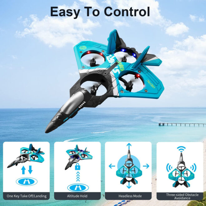 4DRC V17 Remote Control Plane RC Airplanes 2.4GHz 6CH EPP RC Plane 4 Motor RC Aircraft Toys for Adult Kids with Function Gravity Sensing Stunt Roll Cool Light RC Planes Airplanes - Image 11