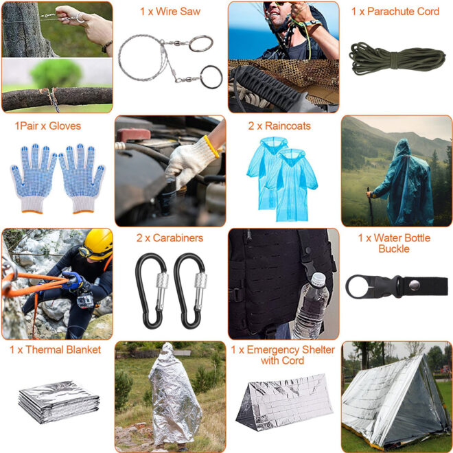 125Pcs Survival Kits Professional Emergency Survival Gear Tactical First Aid Kit Supplies for Outdoor Adventure Camping Hiking Hunting - Image 5
