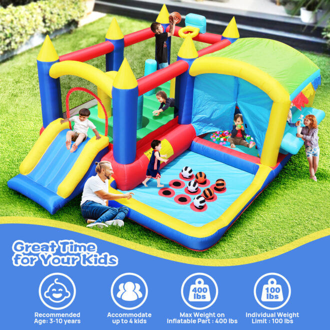 7 in 1 Inflatable Bounce House, Bouncy House with Ball Pit for Kids Indoor Outdoor Party Family Fun, Obstacles, Toddler Jump Bouncy Castle with Ball Pit for Birthday Party Gifts - Image 2