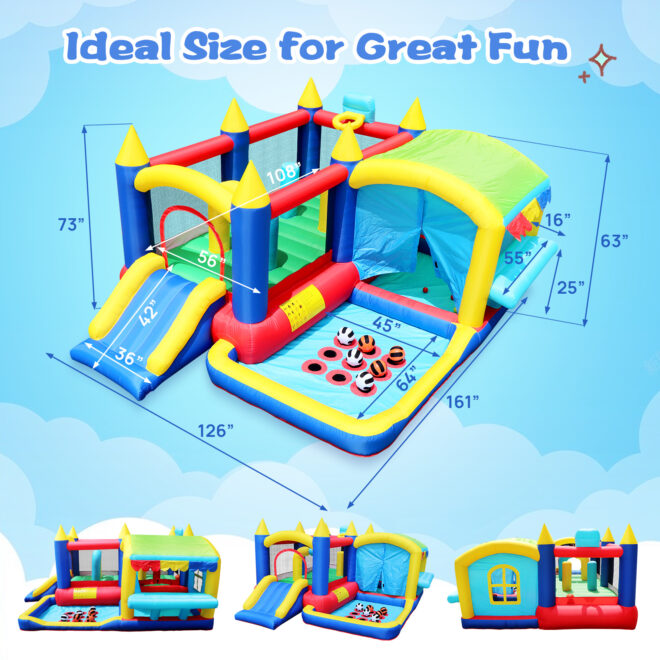7 in 1 Inflatable Bounce House, Bouncy House with Ball Pit for Kids Indoor Outdoor Party Family Fun, Obstacles, Toddler Jump Bouncy Castle with Ball Pit for Birthday Party Gifts - Image 3