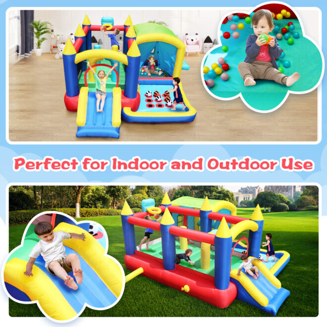 7 in 1 Inflatable Bounce House, Bouncy House with Ball Pit for Kids Indoor Outdoor Party Family Fun, Obstacles, Toddler Jump Bouncy Castle with Ball Pit for Birthday Party Gifts - Image 5