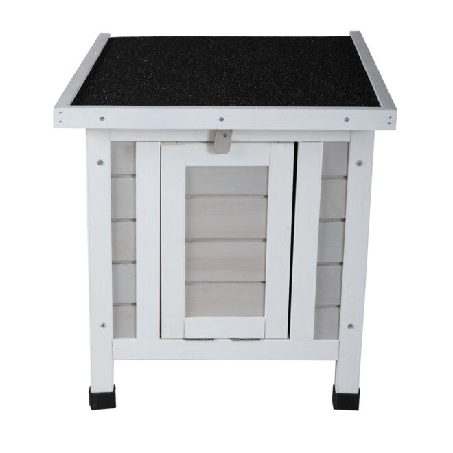 Modern Wooden Rabbit Cat Dog Hutch, Indoor/Outdoor Retreat House with Openable Roof for Small Pets, Weatherproof, Gray - Image 3