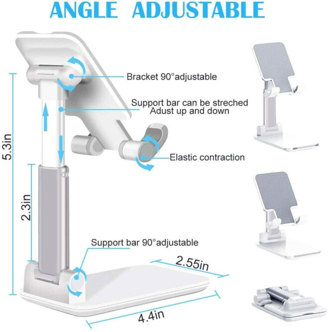 Cell Phone Stand Desktop Holder Tablet Stand Mount Mobile Phone Desktop Tablet Holder Table Cell Foldable Extend Support Desk Mobile Phone Holder Stand - Image 4