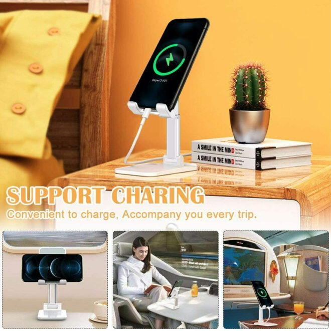 Cell Phone Stand Desktop Holder Tablet Stand Mount Mobile Phone Desktop Tablet Holder Table Cell Foldable Extend Support Desk Mobile Phone Holder Stand - Image 6