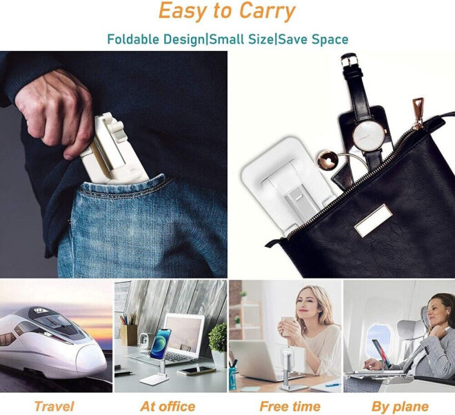 Cell Phone Stand Desktop Holder Tablet Stand Mount Mobile Phone Desktop Tablet Holder Table Cell Foldable Extend Support Desk Mobile Phone Holder Stand - Image 8