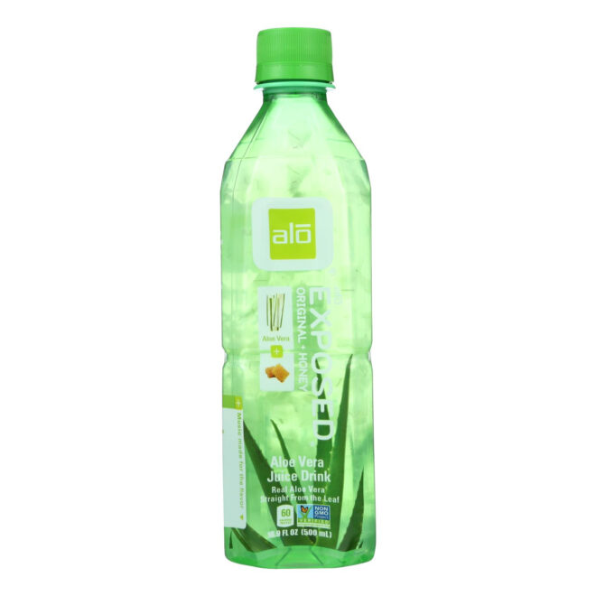 Alo Original Exposed Aloe Vera Juice Drink - Original And Honey - Case Of 12 - 16.9 Fl Oz. - Image 2