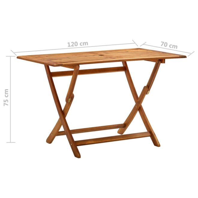 Folding Patio Table 47.2"x27.6"x29.5" Solid Wood Acacia - Image 7