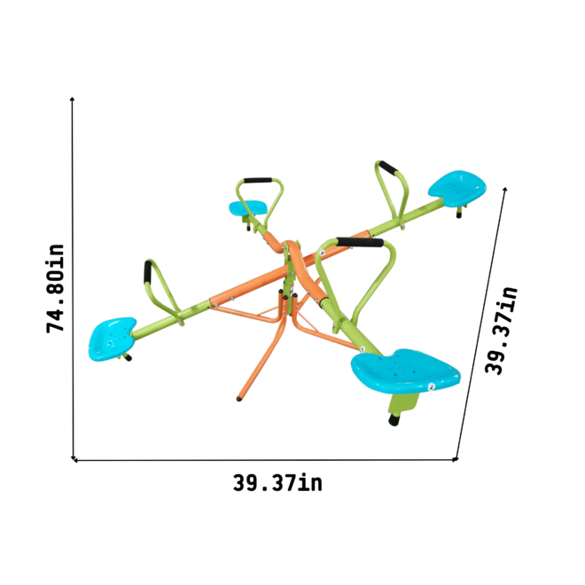 XSS004 outdoor playground four seats seesaw for kids 360 degree rotating sturdy plastic seat seesaw for kids seesaw blue and green for kids age 3+ - Image 3