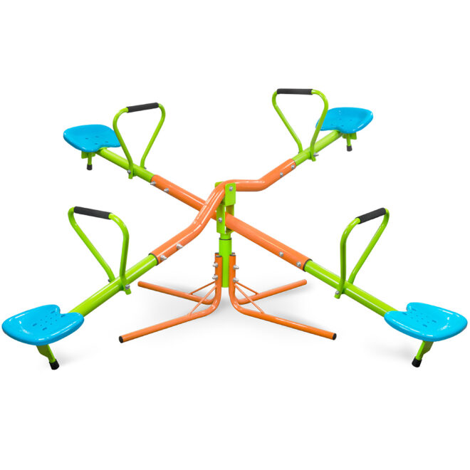 XSS004 outdoor playground four seats seesaw for kids 360 degree rotating sturdy plastic seat seesaw for kids seesaw blue and green for kids age 3+ - Image 8