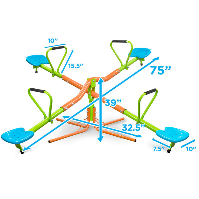 XSS004 outdoor playground four seats seesaw for kids 360 degree rotating sturdy plastic seat seesaw for kids seesaw blue and green for kids age 3+ - Image 9