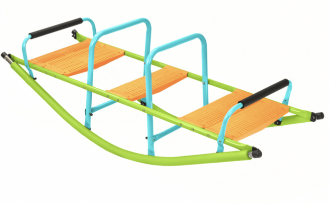 XSS008 high quality kids seesaw plastic seat playground equipment cute baby plastic rocker outdoor children blue and green steel tube for kids age 3+ - Image 3