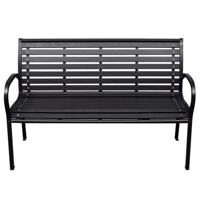Patio Bench Black 45.7" Steel and WPC - Image 2