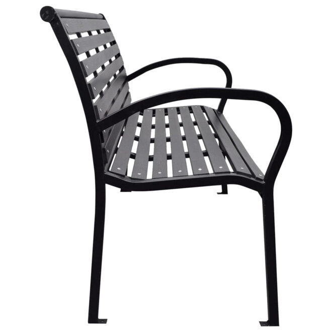 Patio Bench Black 45.7" Steel and WPC - Image 3