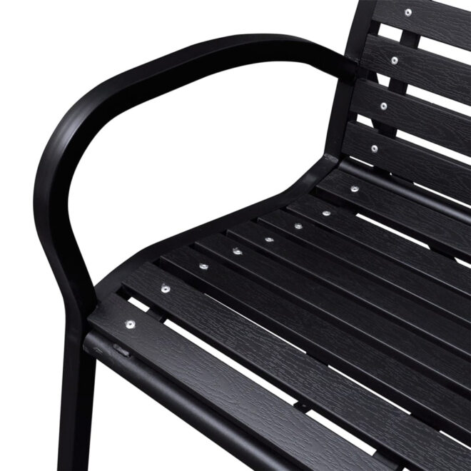 Patio Bench Black 45.7" Steel and WPC - Image 4