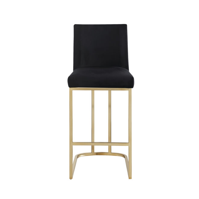 Woker Furniture Bar Stools Set of 2 Counter Height 26" Bar Stools with Back, Gold Brushed Barstools Modern Velvet Fabric Kitchen Stools for Counter Pub, Upholstered Dining Chairs - Black - Image 3