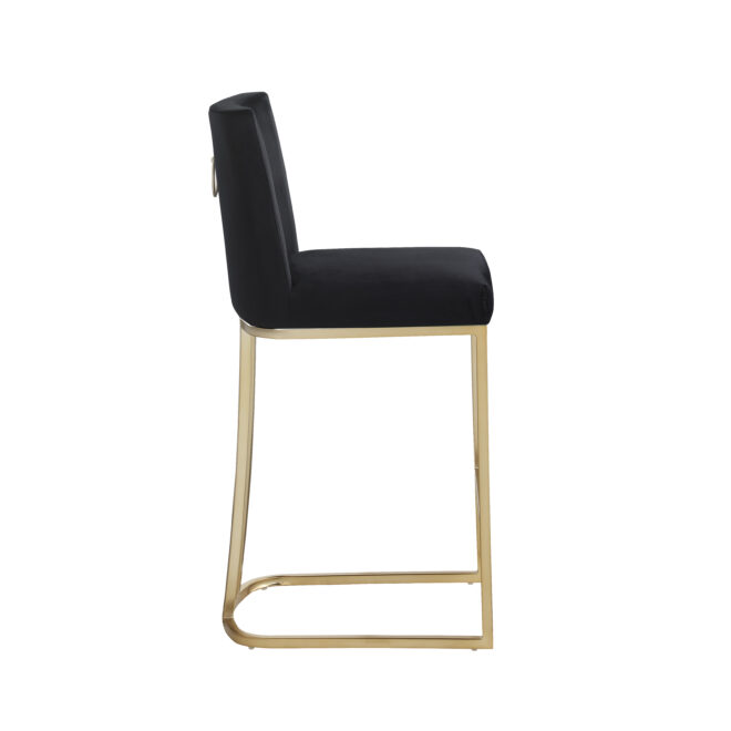 Woker Furniture Bar Stools Set of 2 Counter Height 26" Bar Stools with Back, Gold Brushed Barstools Modern Velvet Fabric Kitchen Stools for Counter Pub, Upholstered Dining Chairs - Black - Image 5