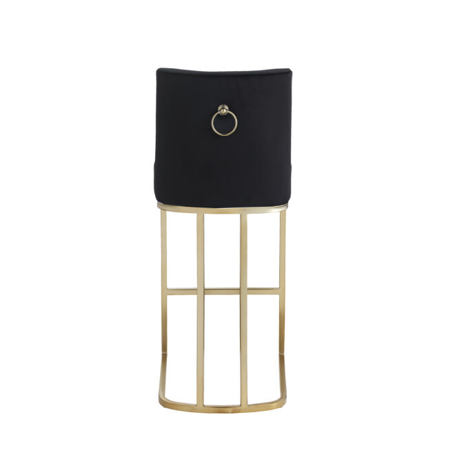 Woker Furniture Bar Stools Set of 2 Counter Height 26" Bar Stools with Back, Gold Brushed Barstools Modern Velvet Fabric Kitchen Stools for Counter Pub, Upholstered Dining Chairs - Black - Image 7