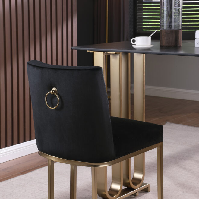 Woker Furniture Bar Stools Set of 2 Counter Height 26" Bar Stools with Back, Gold Brushed Barstools Modern Velvet Fabric Kitchen Stools for Counter Pub, Upholstered Dining Chairs - Black - Image 9
