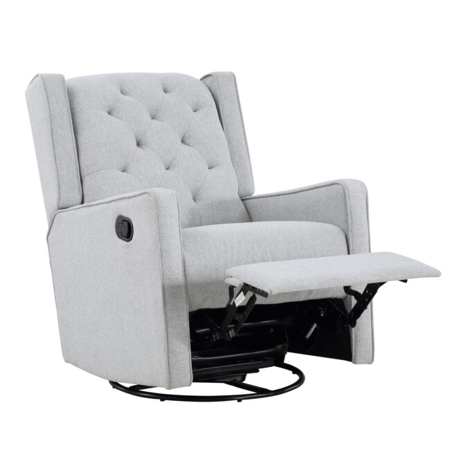 Milah Gliding Swivel Recliner Tufted Brushed Tweed Fabric - Image 4