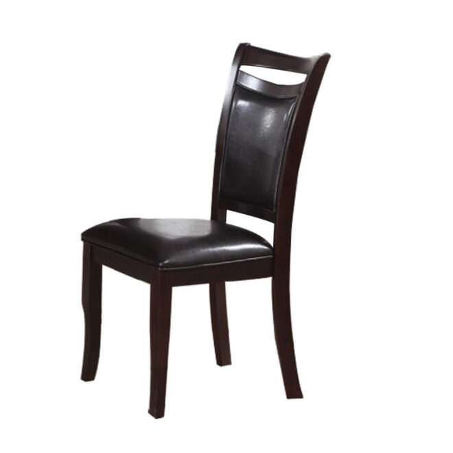 Set of 2 Side Chairs Brown Color wood finish Mid-Century Modern Padded Faux Leather Seat And Back Kitchen Dining Furniture - Image 2