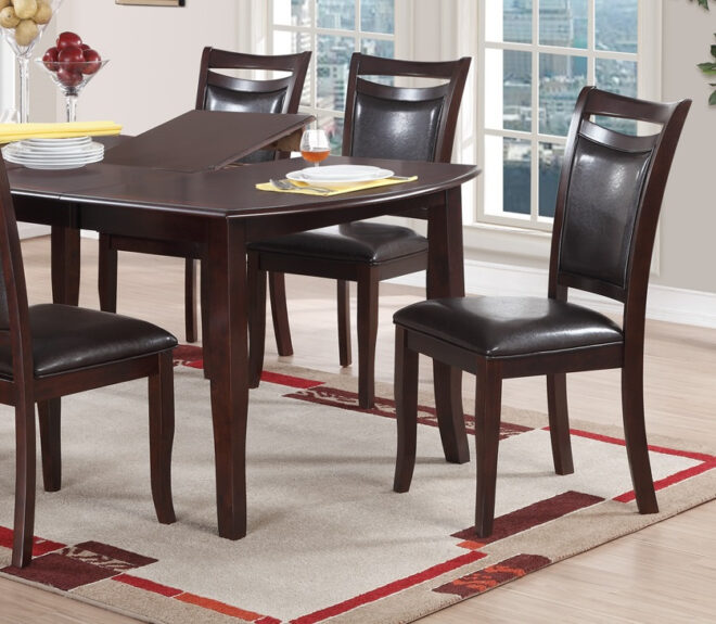 Set of 2 Side Chairs Brown Color wood finish Mid-Century Modern Padded Faux Leather Seat And Back Kitchen Dining Furniture - Image 3