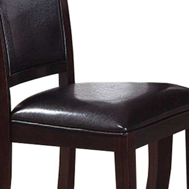 Set of 2 Side Chairs Brown Color wood finish Mid-Century Modern Padded Faux Leather Seat And Back Kitchen Dining Furniture - Image 4